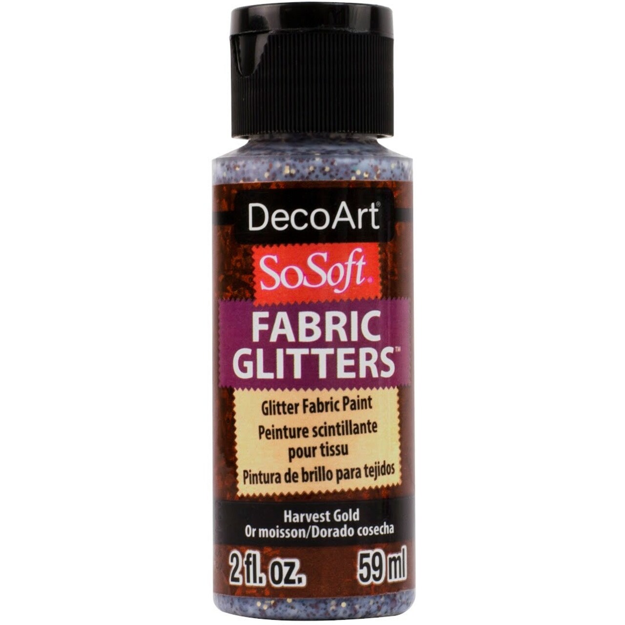 DecoArt SoSoft Glitter Fabric Paint 2oz – Permanent, Washable Textile Paint with Sparkle Finish, Flexible & Soft for DIY Clothing, Shoes, Accessories & Home Décor